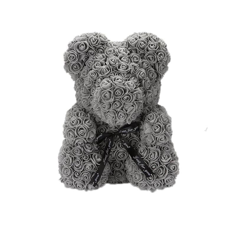 THE ROSE BEAR - Grey / 25cm / 8in / No Gift Box - The Lovely Shop