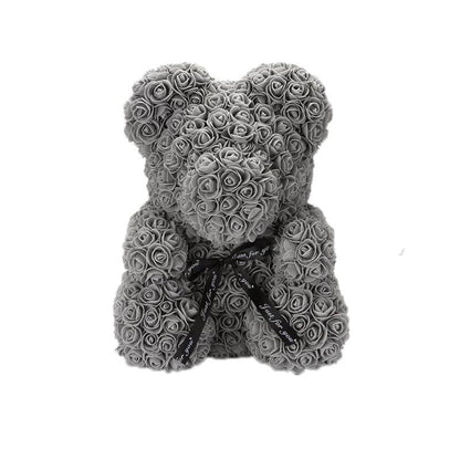 THE ROSE BEAR - Grey / 25cm / 8in / No Gift Box - The Lovely Shop